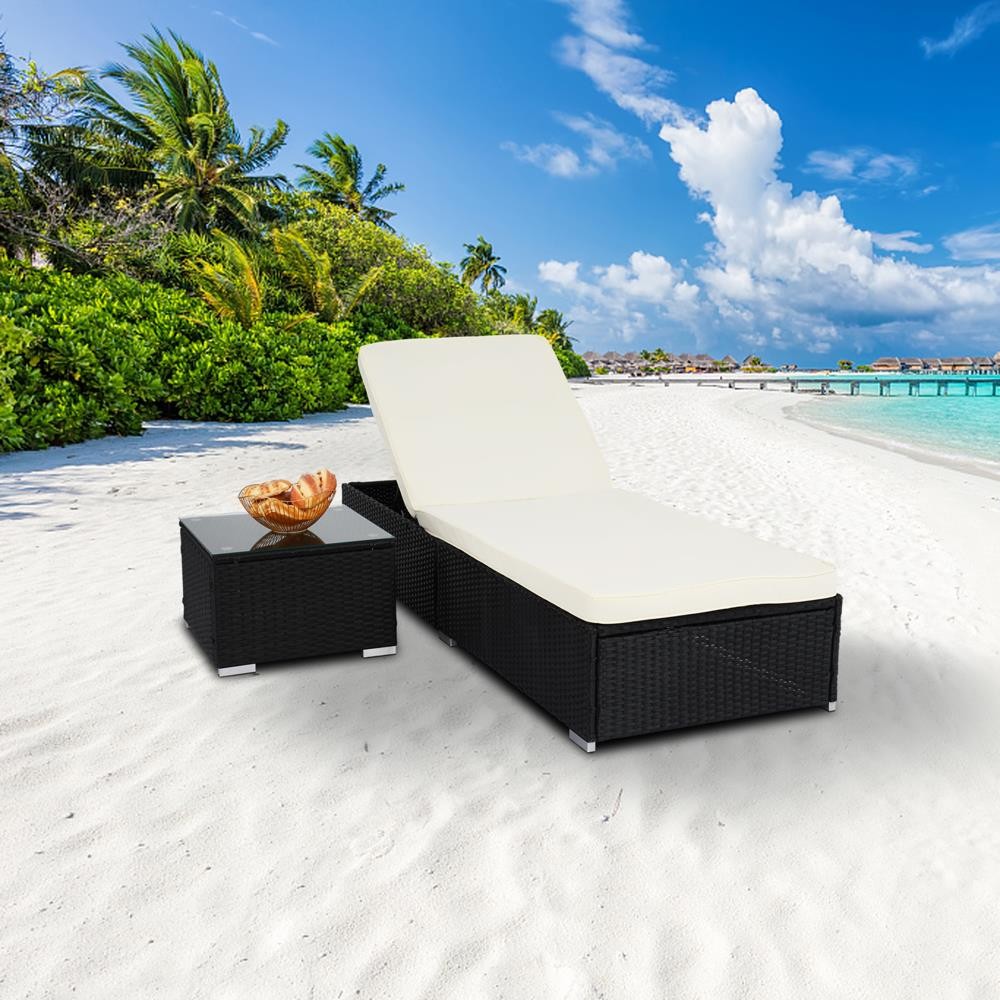 Kids Outdoor Lounger Chair - Yard Patio Furniture Adjustable PE Rattan