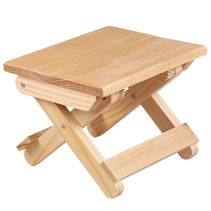 Kids Outdoor Bench - Pine Wood Folding Stool Portable Household