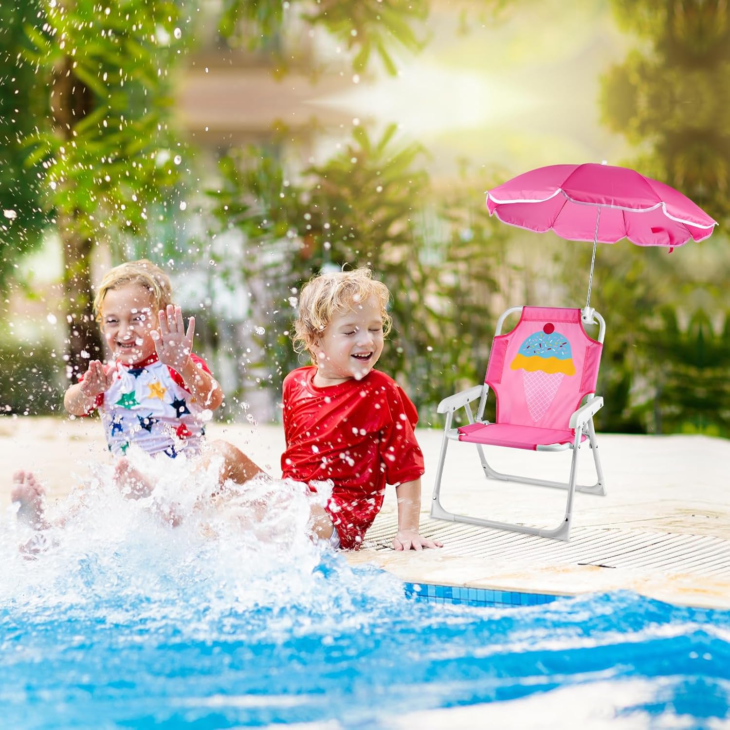 1 Set Folding Beach Chair with - Kids Outdoor Lounge Furniture 评论和价格