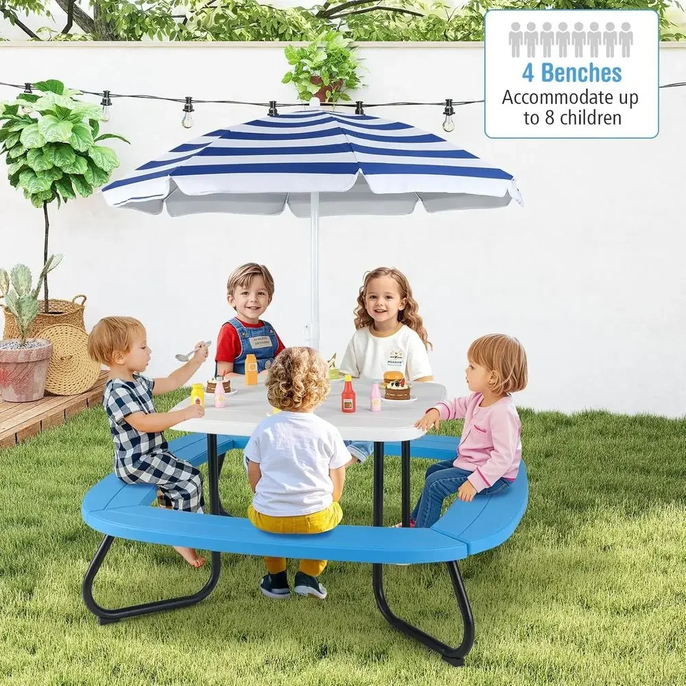 8-Person Kids Picnic Table wit - Kids Outdoor Bench 评论和价格