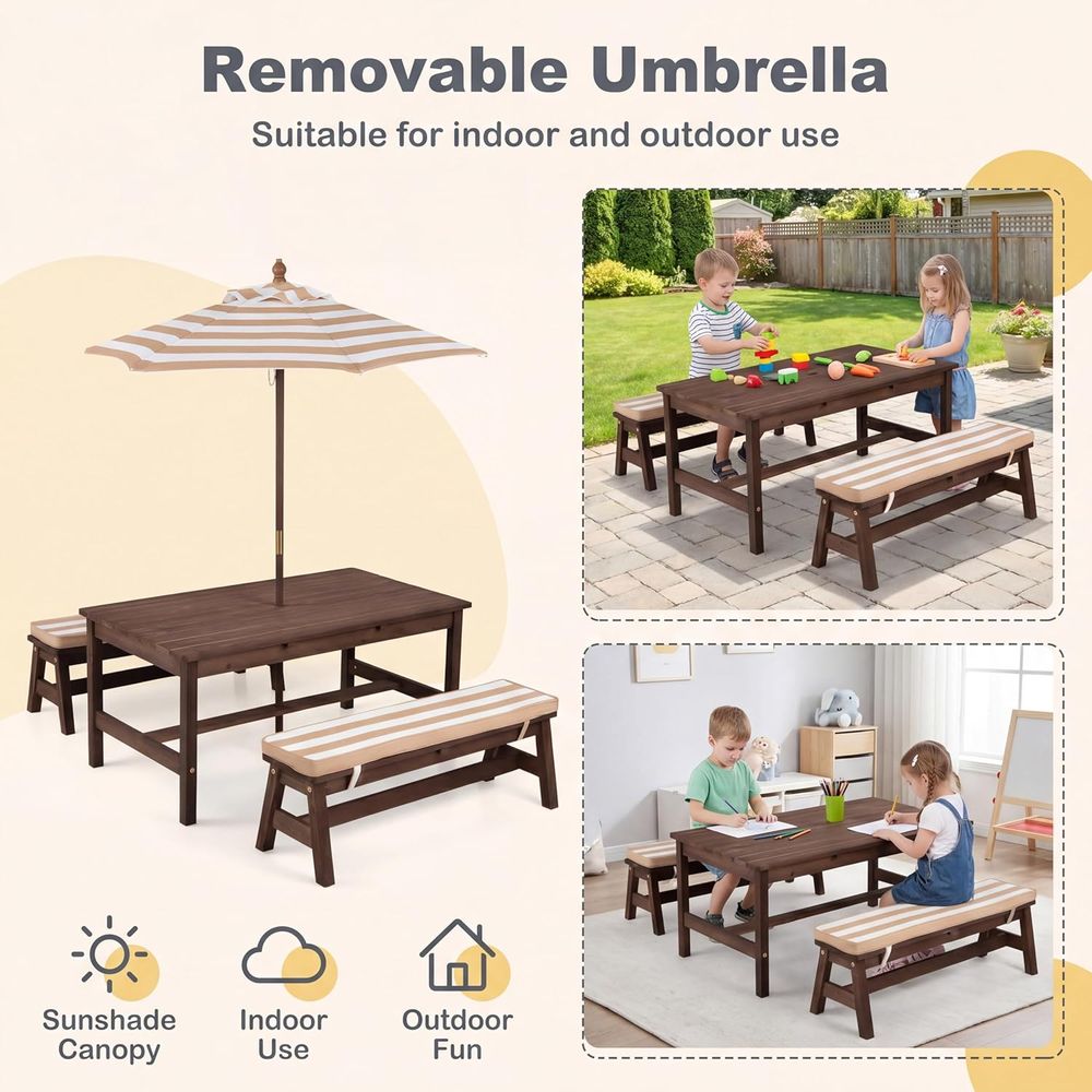 Kids Picnic Table, Large 42“x  - Kids Outdoor Bench 评论和价格