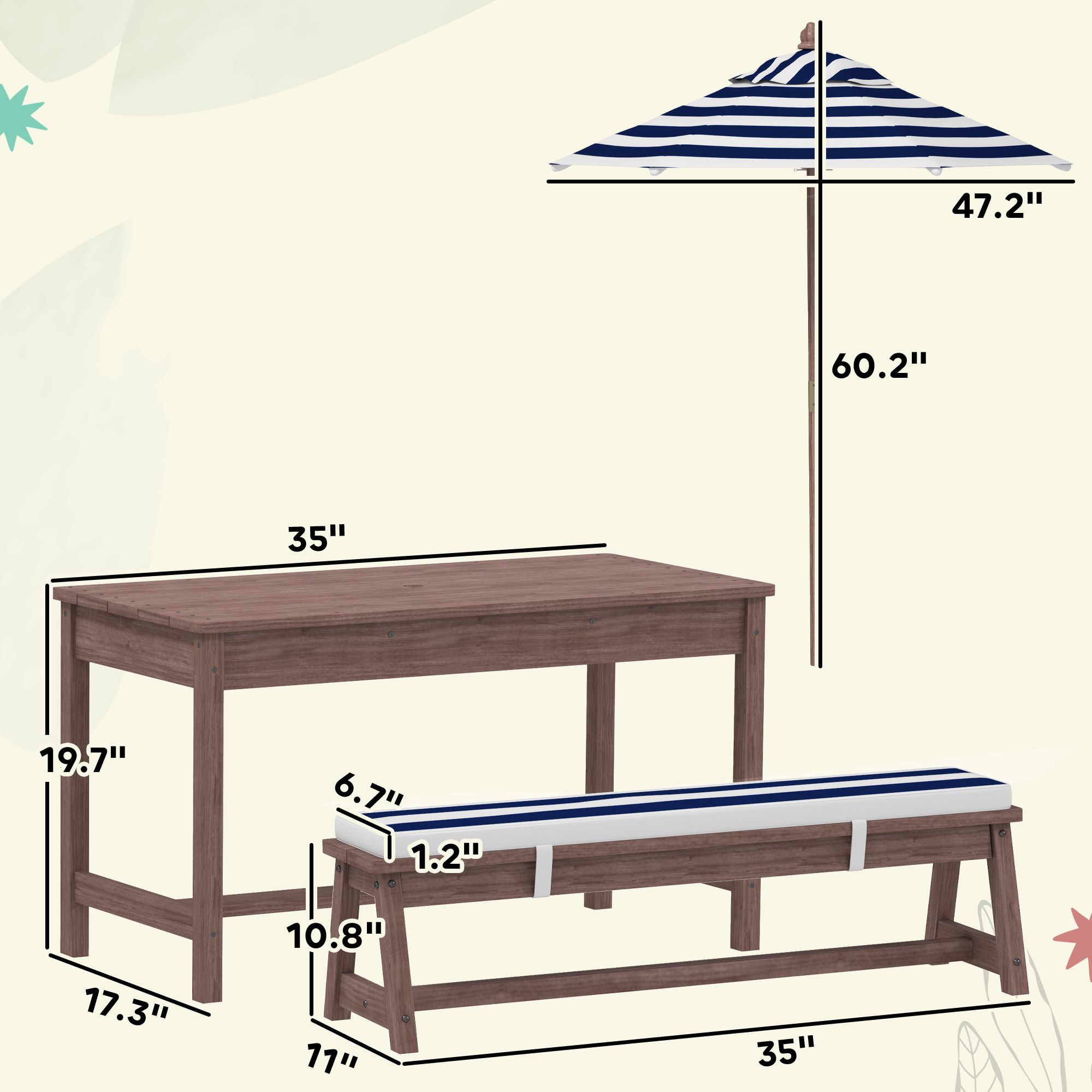 Outdoor Wooden Kids Picnic Tab - Kids Outdoor Bench 评论和价格