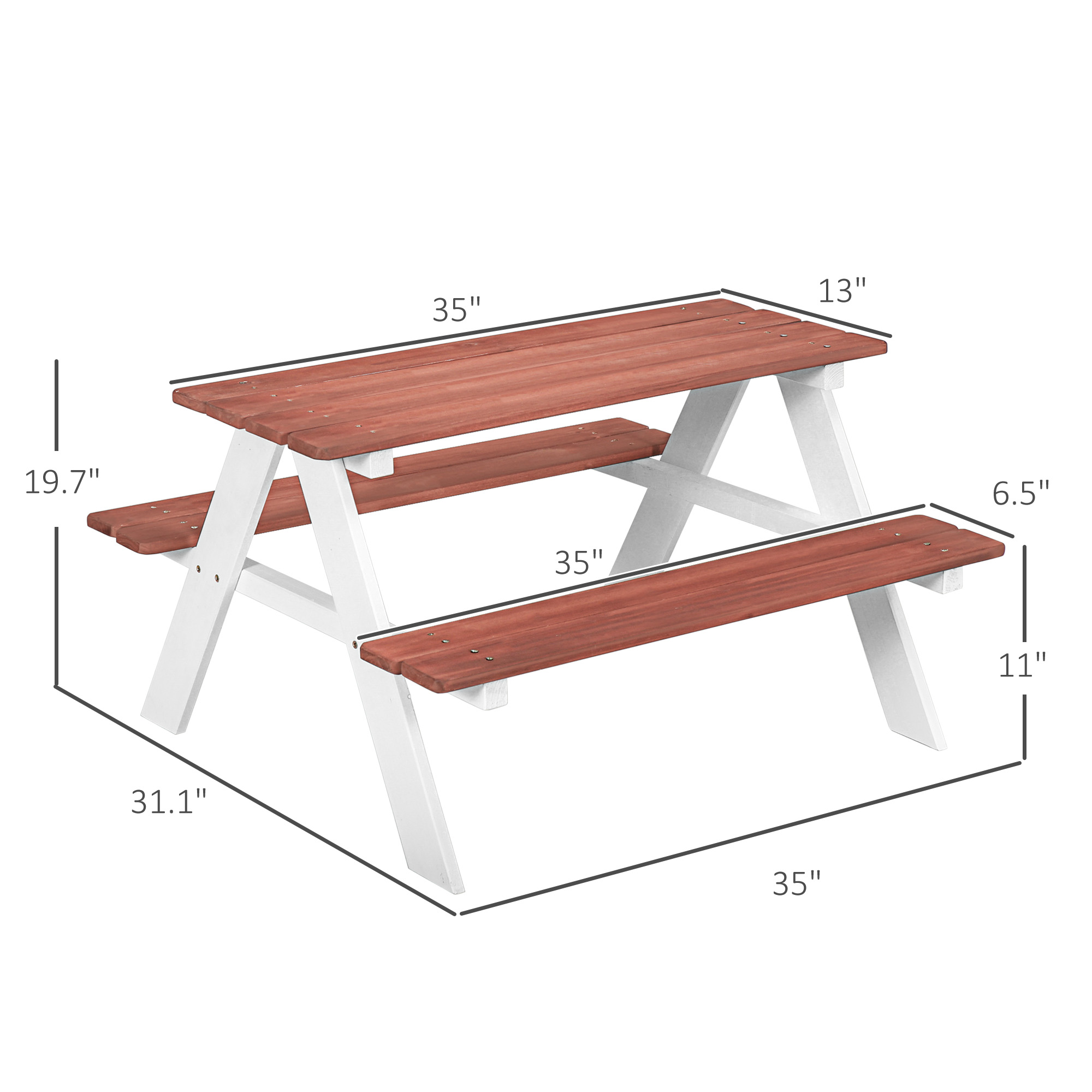 Kids Picnic Table Set, Wooden  - Kids Outdoor Bench 评论和价格