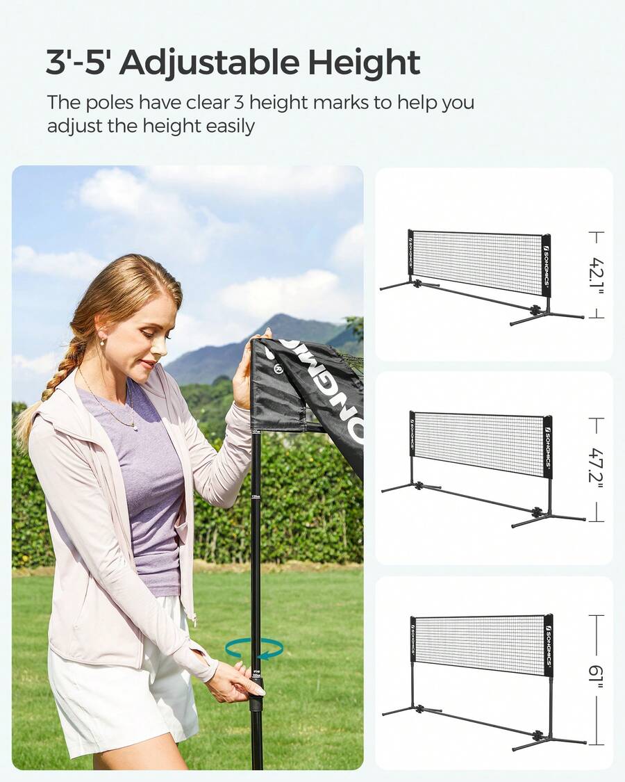 Badminton Net, Height Adjustab - Kids Outdoor Volleyball Net 评论和价格